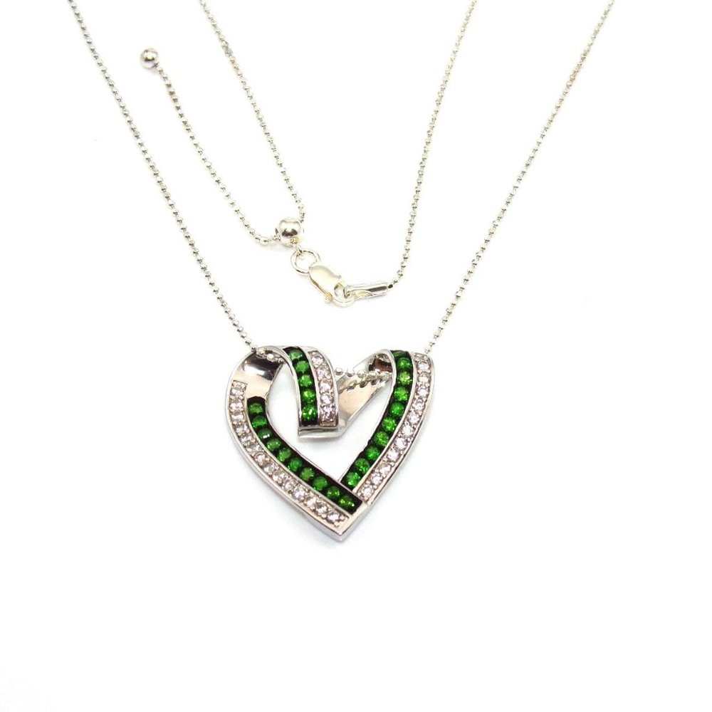 Sterling Silver Necklace Tsavorite Garnet Topaz Heart Bead Ball Disco Chain Adj